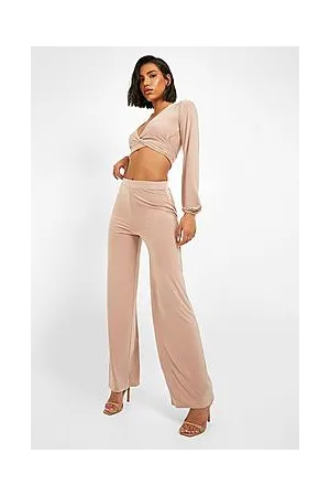 Boohoo Slinky Wide Leg Trouser Co-ord