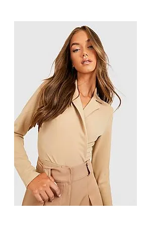 Boohoo Shoulder Pad Wrap Tailored Blazer Bodysuit