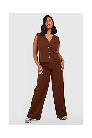 Boohoo Plus Wide Leg Tailored Trousers