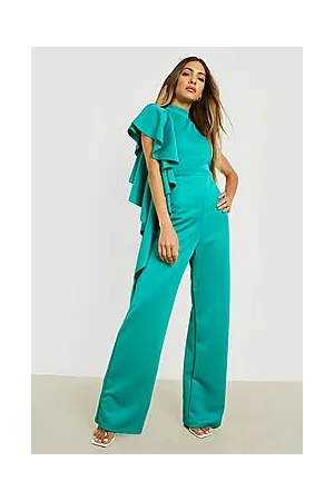 Boohoo Frill Detail Wide Leg Jumpsuit