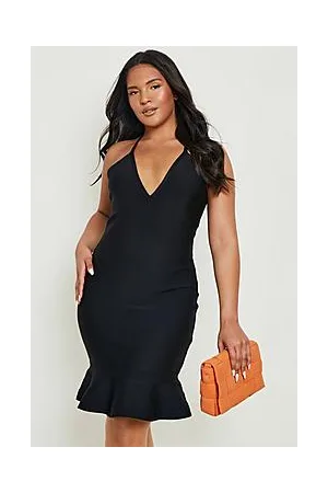 Boohoo Plus Bandage Peplum Hem Mini Dress