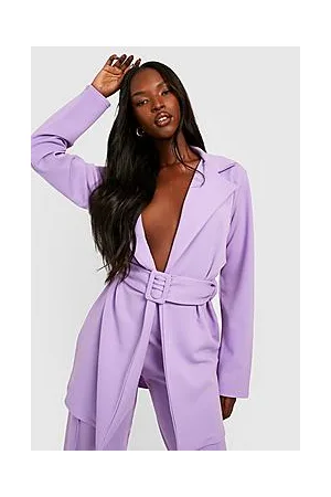 Boohoo Jersey Self Fabric Belted Longline Blazer