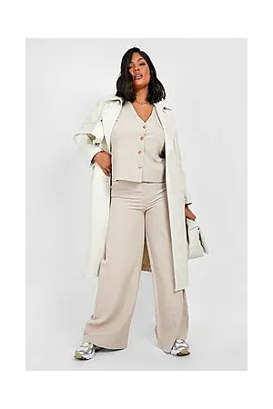 Boohoo Plus Wide Leg Tailored Trousers