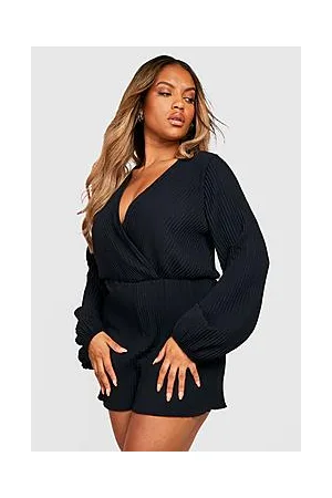 Boohoo Plus Plisse Wrap Flippy Playsuit