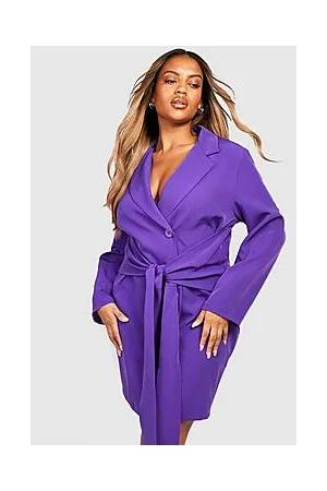 Boohoo Plus Obi Tie Waist Blazer Dress