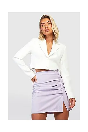 Boohoo Button Front Ruched Micro Mini Skirt