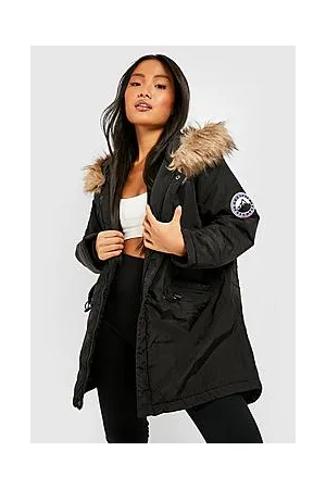 Boohoo Petite Faux Fur Hooded Parka Coat