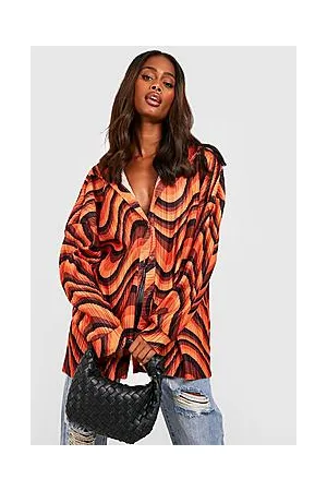 Boohoo Marble Printed Oversized Plisse Shirt