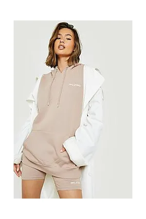 Boohoo Embroidered Hoodie And Cycling Short Set