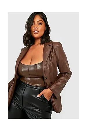 Boohoo Plus Leather Look Oversized Blazer