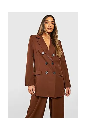 Boohoo Contrast Button Double Breasted Blazer