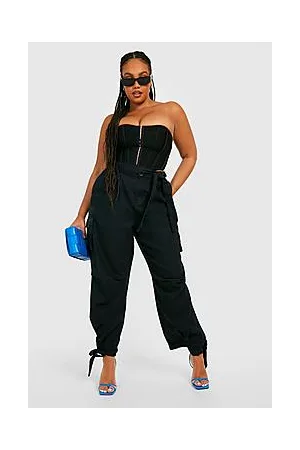 Boohoo Plus Tie Hem Slim Fit Cargo Trousers