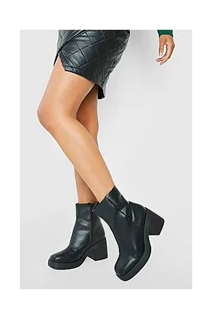 Boohoo Wide Fit Block Heel Platform Boots