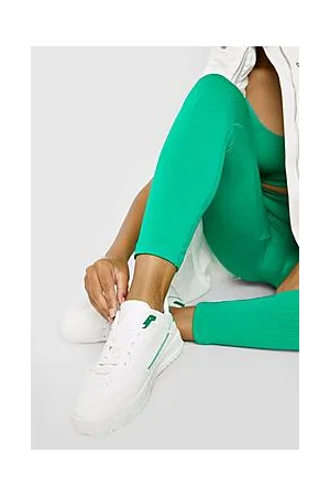 Boohoo Stitch Detail Lace Up Flat Trainers