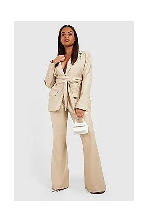 Boohoo Plus Leather Look Fit & Flare Trousers