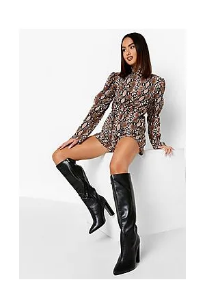 Boohoo Wide Fit Pointed Toe Knee High Boots