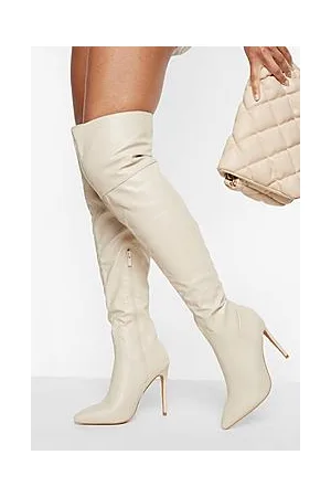 Boohoo Pointed Over The Knee Stiletto Heeled Boots