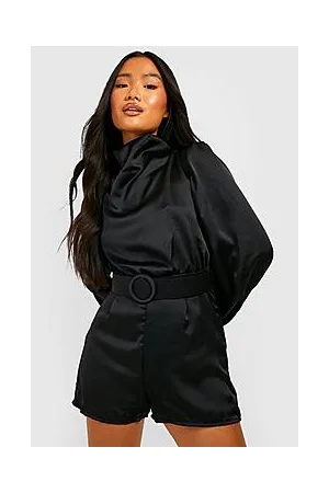 Boohoo Petite High Neck Belted Playsuit