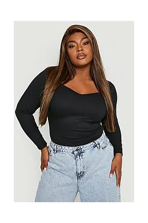 Boohoo Plus Rib Sweetheart Bodysuit