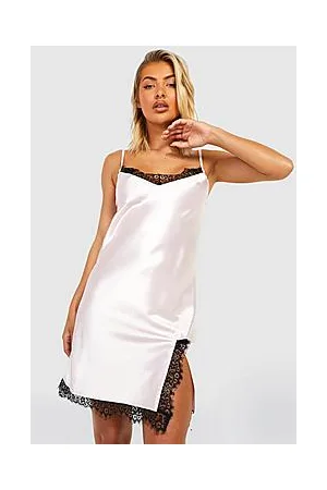 Boohoo Satin Lace Trim Midi Chemise