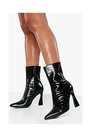 Boohoo Pointed Toe Flared Heel Ankle Boots