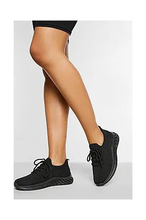 Boohoo Wide Fit Knitted Sports Trainer