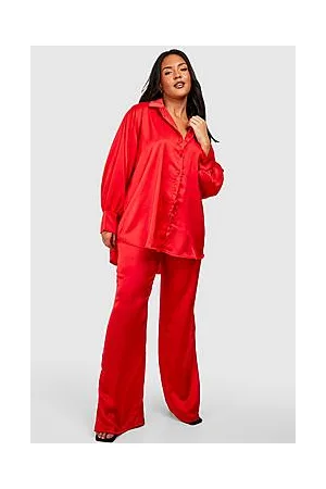 Boohoo Plus Satin Wide Leg Trousers