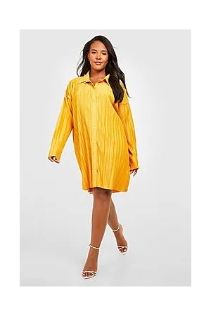 Boohoo Plus Plisse Shirt Dress