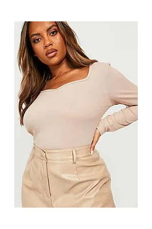 Boohoo Plus Rib Sweetheart Bodysuit
