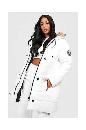 Boohoo Tall Faux Fur Trim Badge Detail Parka