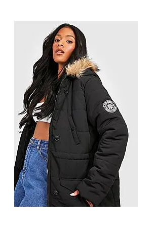 Boohoo Tall Faux Fur Trim Badge Detail Parka