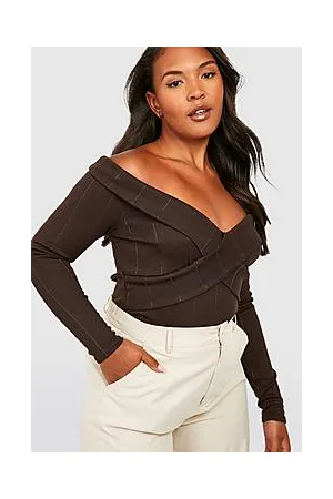 Boohoo Plus Premium Bandage Rib Bardot Bodysuit