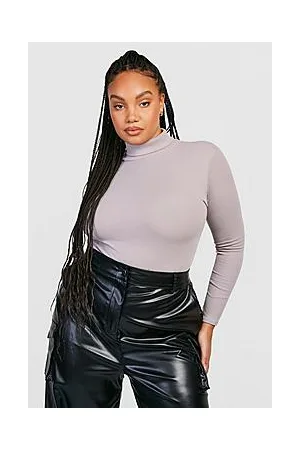 Boohoo Plus Rib Roll Neck Bodysuit