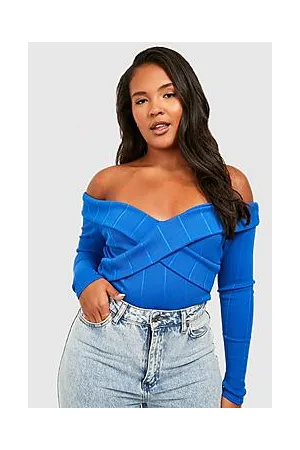 Boohoo Plus Premium Bandage Rib Bardot Bodysuit