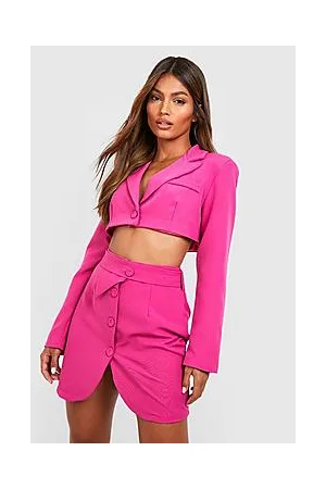 Boohoo Button Detail Curved Hem Tailored Mini Skirt