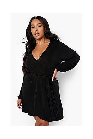 Boohoo Plus Slinky Wrap Belted Dress