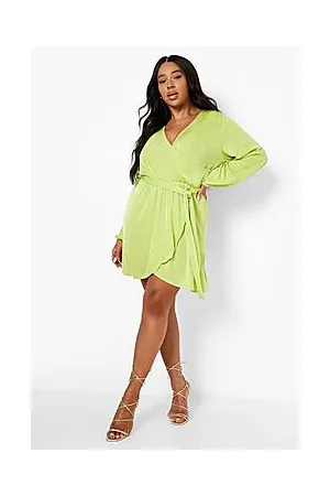 Boohoo Plus Slinky Wrap Belted Dress