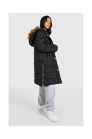 Boohoo Petite Faux Fur Trim Longline Parka