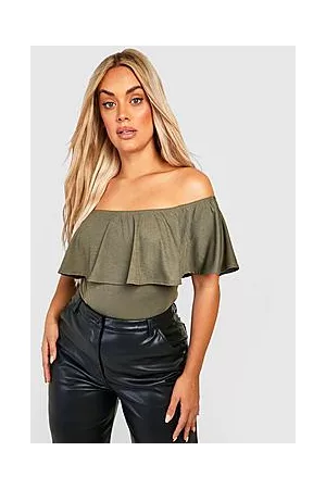 Boohoo Plus Ruffle Bardot Bodysuit