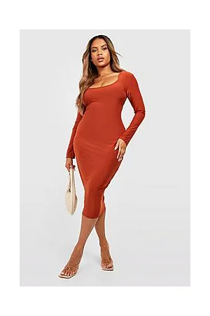 Boohoo Plus Slinky Scoop Neck Midi Dress
