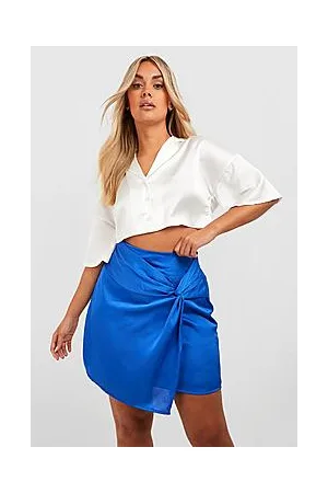 Boohoo Plus Satin Twist Front Mini Skirt