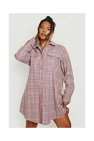 Boohoo Plus Brushed Check Shirt Dress