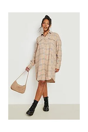 Boohoo Plus Brushed Check Shirt Dress