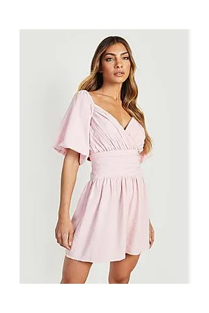 Boohoo Dobby Mesh Puff Sleeve Playsuit