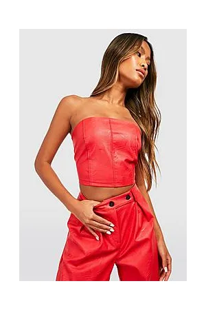 Boohoo Leather Look Bardot Corset