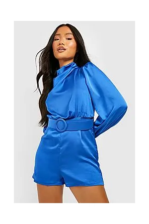 Boohoo Petite High Neck Belted Playsuit