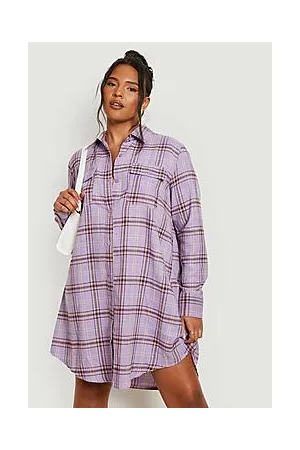 Boohoo Plus Brushed Check Shirt Dress