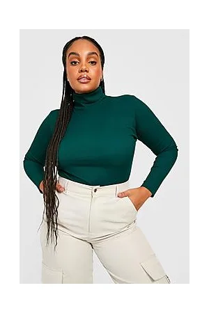 Boohoo Plus Rib Roll Neck Bodysuit