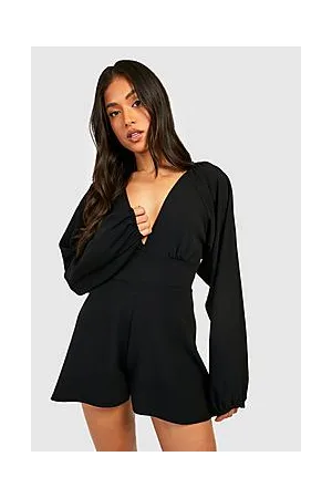 Boohoo Petite Puff Sleeve Scuba Crepe Playsuit