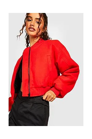 Boohoo Seam Detail Wool Mix Bomber Jacket